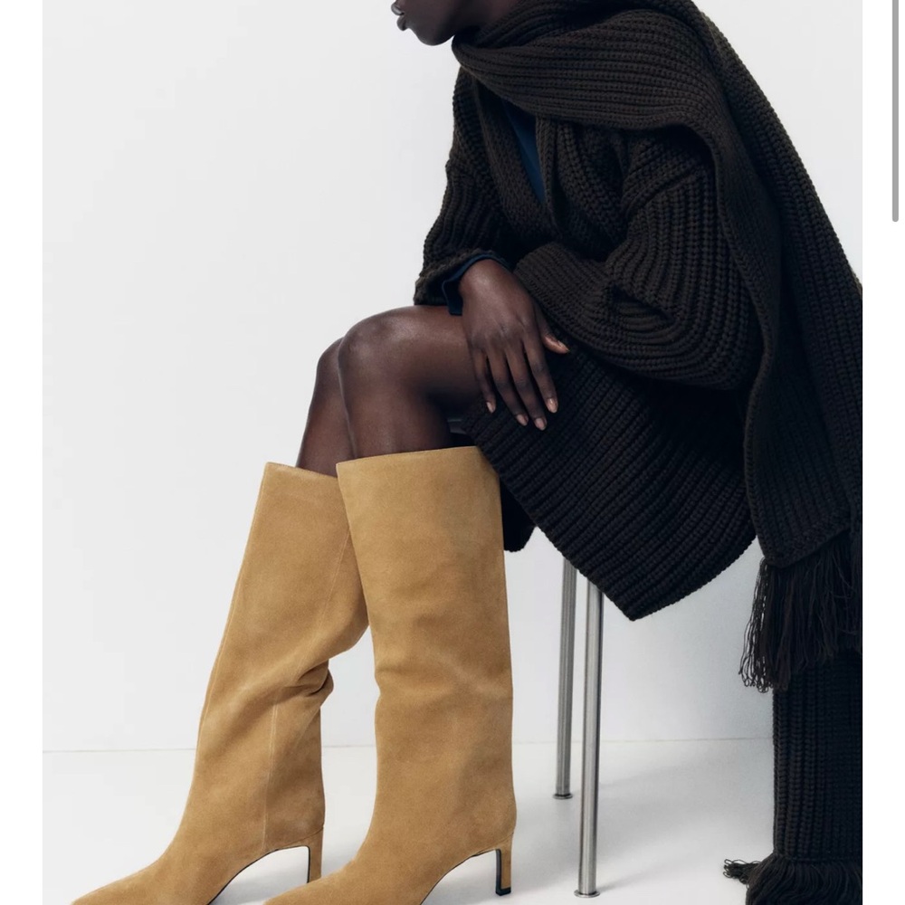 Zara Tan Heeled Boots